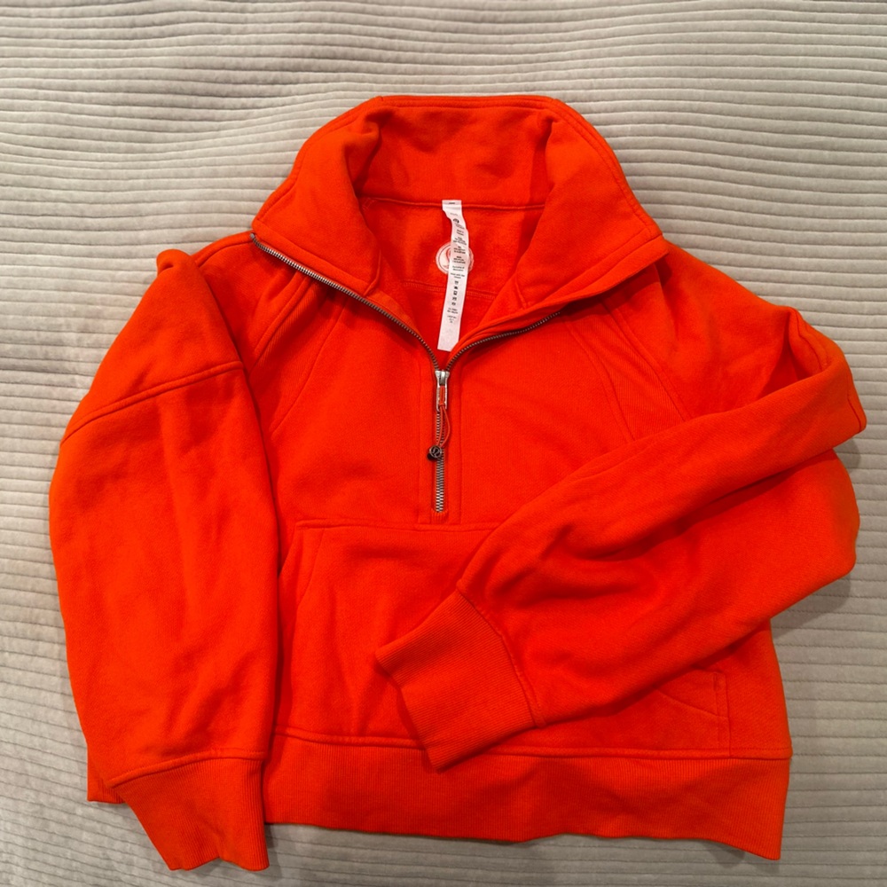 Lululemon Scuba half zip Crop Bright Orange/red pull over